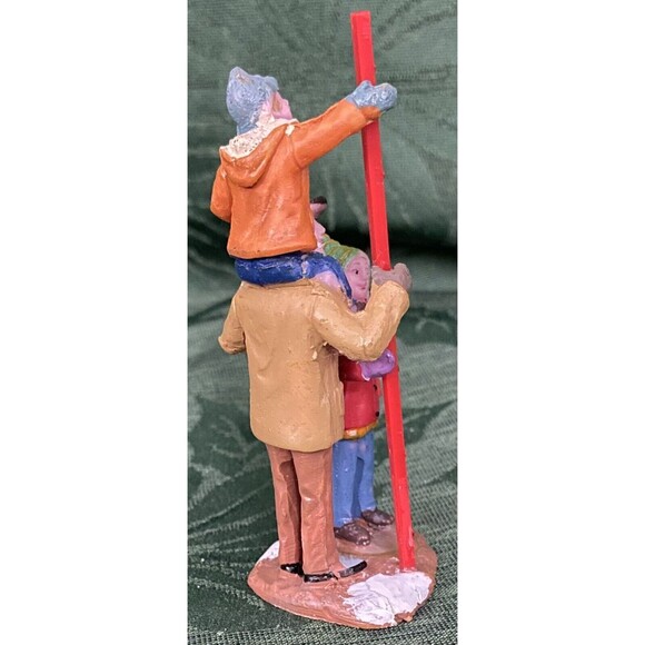 Christmas Village Figurine Family Measures Snow Gauge Dad Mom Boy Figure RARE - Picture 3 of 6